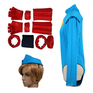 Super Street Fighter Cammy Cosplay Costume Blue Suit Jumpsuit Halloween Carnival Clothes