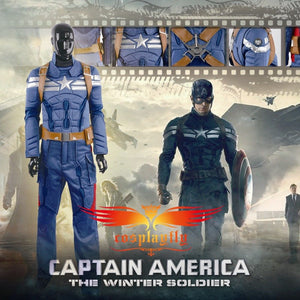 Captain America 2: Winter Soldier Avengers Steve Rogers Light Blue Version Cosplay Costume