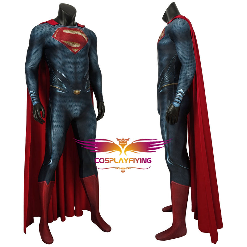 DFYM Superman Man of Steel 2 Cosplay Costume Clark Kent Jumpsuit Cloak  Halloween