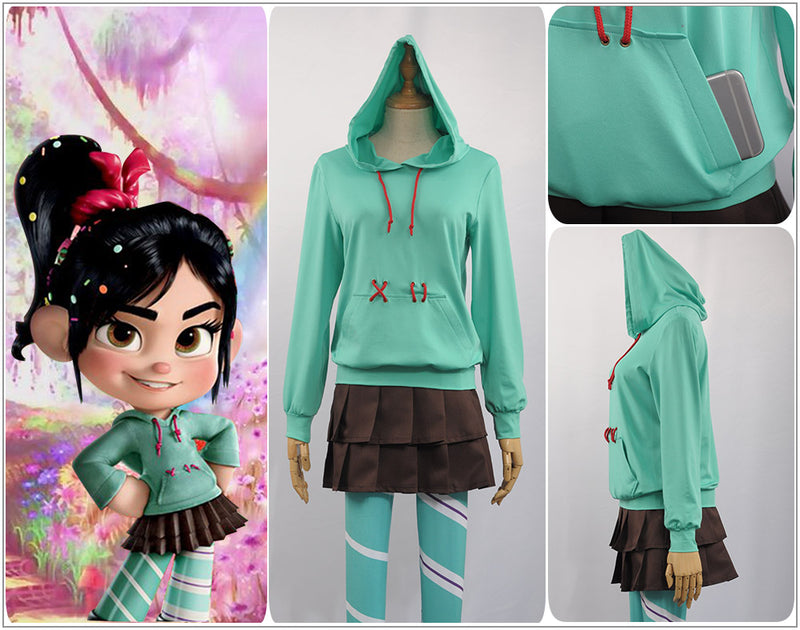  Fun Costumes Kid's Disney Wreck-It Ralph Vanellope Costume,  Vanellope von Schweetz Hoodie, Skirt & Leggings Cosplay Outfit Large :  Clothing, Shoes & Jewelry