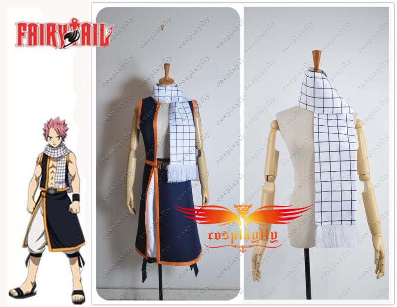 Fairy Tail Natsu Dragneel Cosplay Costume Black And White Suit