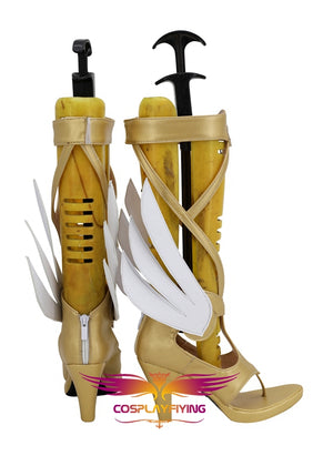 Game Overwatch (OW) Mercy Angela Ziegler Cosplay Shoes Boots Custom Made for Adult Men and Women Halloween Carnival