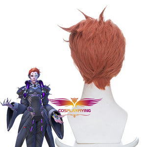 Game Overwatch(OW) Moira Short Fluffy Layered Red Cosplay Wig Cosplay for Girls Adult Women Halloween Carnival Party