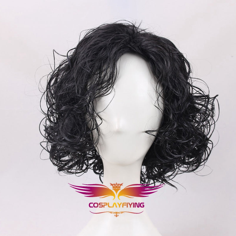 Short black top curly wig cosplay