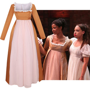 Hamilton Musical Angelica Pink Brown Stage Dress Concert Cosplay Costume Carnival Halloween
