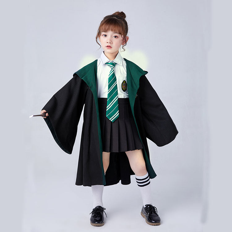 Harry Potter Hogwarts Gryffindor Slytherin Ravenclaw Hufflepuff Wizard  Witch Robe Uniform without Scarf Cosplay Costume Female Halloween Carnival