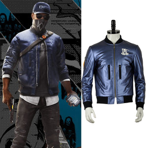 Watch Dogs 2 Marcus Holloway Mask Blue Jacket Top Coat Cosplay Costume for Halloween Carnival
