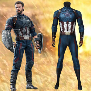 Marvel Film Avengers 3: Infinity War Captain America Steve Rogers Jumpsuit Cosplay Costume Simple Version B