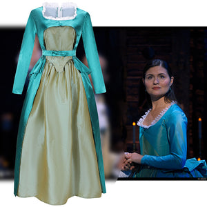 Musical Rock Opera Hamilton Eliza Schuyler Hamilton Satin Stage Dress Concert Cosplay Costume Custom Women Green Gown Fancy