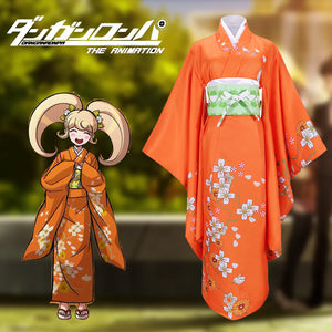Super Danganronpa 2 Hiyoko Saionji Hiyoko Kimono Cosplay Costume Orange Kimono Outfit