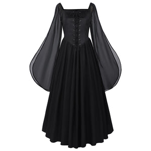 3 Kinds Medieval Renaissance Cosplay Costume Square Neckline Dress With Pockets