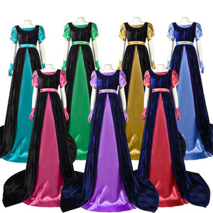 7 Kinds Medieval Tea Party Victorian Bubble Sleeves Velvet High Waist Dress