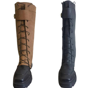 Retro Medieval Renaissance Cosplay Shin Guards Leg Sets Suede Strap Outdoor Leg Protectors