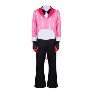 Adult Girls Hazbin Alastor Cosplay Costume Pink Striped Jacket Shirt Pants