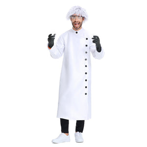 Adult Crazy Scientist Cosplay Costume Terror Laboratory Researcher White Robe Halloween Party Clothing