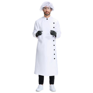 Adult Crazy Scientist Cosplay Costume Terror Laboratory Researcher White Robe Halloween Party Clothing