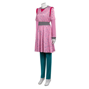 Stranger Things EricaSinclair Cosplay Costume Adult Women Pink Flower Dress Halloween Outfit