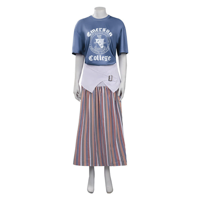 Stranger Things ST4 Nancy Wheeler Cosplay Costume Blue T-shirt Halloween Carnival Set