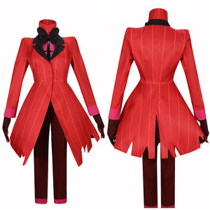 Anime Hazbin Hotel Alastor Cosplay Costume Red Suit Jacket Coat Shirt Pants Halloween Outfit Clothes Uniform Gloves