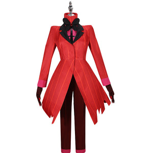 Anime Hazbin Hotel Alastor Cosplay Costume Red Suit Jacket Coat Shirt Pants Halloween Outfit Clothes Uniform Gloves