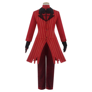 Hazbin Hotel Alastor Cosplay Costume Red Suit Set Halloween Stage Performance Clothing