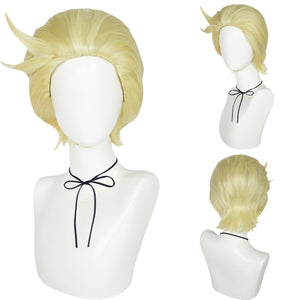 Anime Hazbin Hotel Lucifer Morningstar Cosplay Wig Yellow short hair Halloween Party Hairpiece