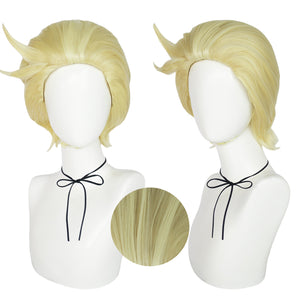 Anime Hazbin Hotel Lucifer Morningstar Cosplay Wig Yellow short hair Halloween Party Hairpiece