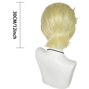 Anime Hazbin Hotel Lucifer Morningstar Cosplay Wig Yellow short hair Halloween Party Hairpiece