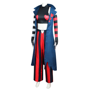 Hazbin Hotel Velvet Cosplay Costume Printed Striped Halloween Party Anime Show Attire