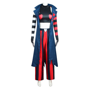 Hazbin Hotel Velvet Cosplay Costume Printed Striped Halloween Party Anime Show Attire