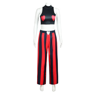 Hazbin Hotel Velvet Cosplay Costume Printed Striped Halloween Party Anime Show Attire