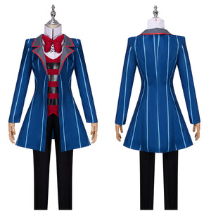 Anime Hazbin Hotel Vox Cosplay Costume Blue Suit Jacket Sweatshirt Pants for Halloween Carnival