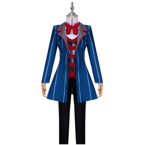 Anime Hazbin Hotel Vox Cosplay Costume Blue Suit Jacket Sweatshirt Pants for Halloween Carnival