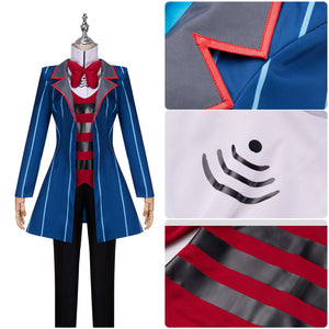 Anime Hazbin Hotel Vox Cosplay Costume Blue Suit Jacket Sweatshirt Pants for Halloween Carnival