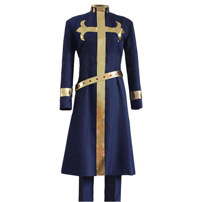 Anime JoJo's Bizarre Adventure Enrico Pucci Cosplay Costume Men Blue Battle Suit