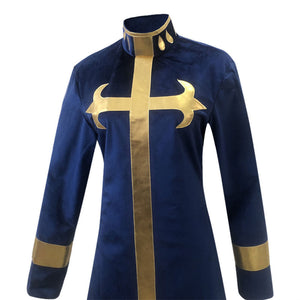 Anime JoJo's Bizarre Adventure Enrico Pucci Cosplay Costume Men Blue Battle Suit