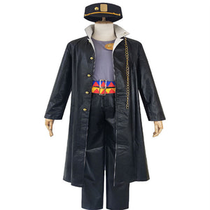 Anime JoJo's Bizarre Adventure Kujo Jotaro Cosplay Costume Long black windbreaker windproof