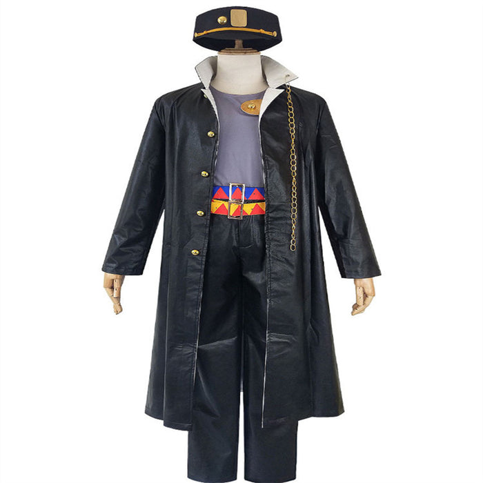 Anime JoJo's Bizarre Adventure Kujo Jotaro Cosplay Costume Long black windbreaker windproof