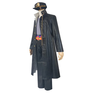 Anime JoJo's Bizarre Adventure Kujo Jotaro Cosplay Costume Long black windbreaker windproof