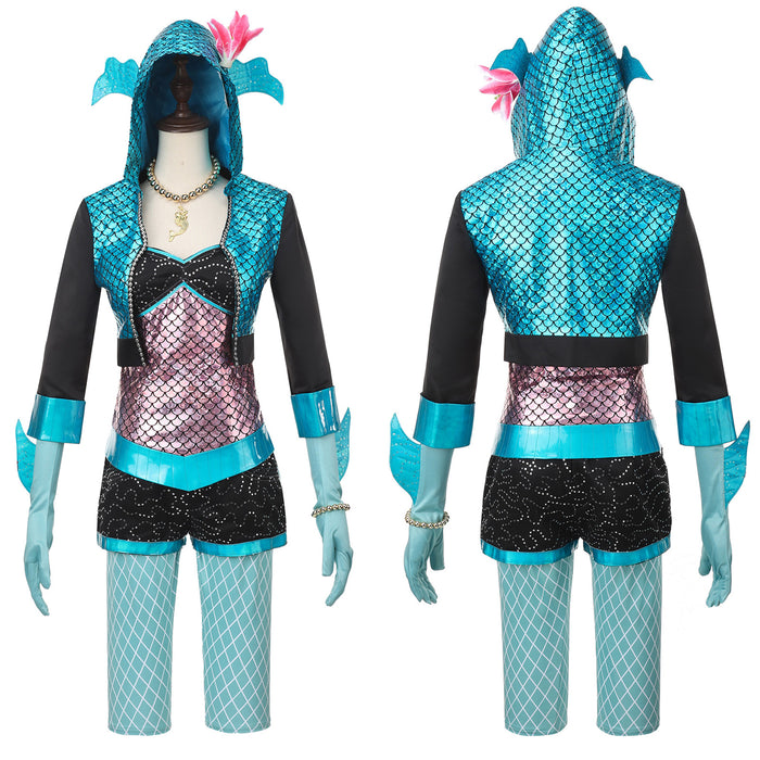 Anime Monster High Lagoona Blue Cosplay Costume Sequin Outfits