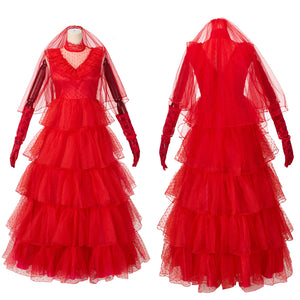 beetlejuice red wedding dress costume Red Gothic Wedding Dress Costume, Women's, Size: XL
