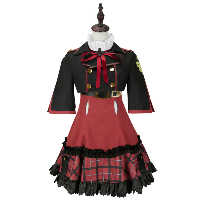 Blue Archive Asagi Mutsuki Cosplay Costume Red Campus Uniform Set with Waistband Skirt