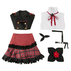 Blue Archive Asagi Mutsuki Cosplay Costume Red Campus Uniform Set with Waistband Skirt