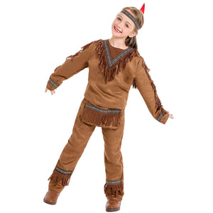 Children Indian Chief Cosplay Costume Indigenous Tribal Clothing Stage Performances Set