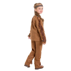 Children Indian Chief Cosplay Costume Indigenous Tribal Clothing Stage Performances Set