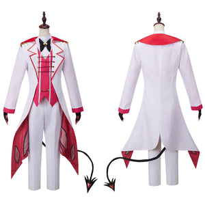 Hazbin Hotel Lucifer Morning Star Cosplay Costume White Tailcoat Set Party Uniform