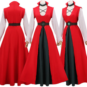 Anime Disenchantment Bean Queen Red Hegemonic Dress with Crown Stage Performance Clothing