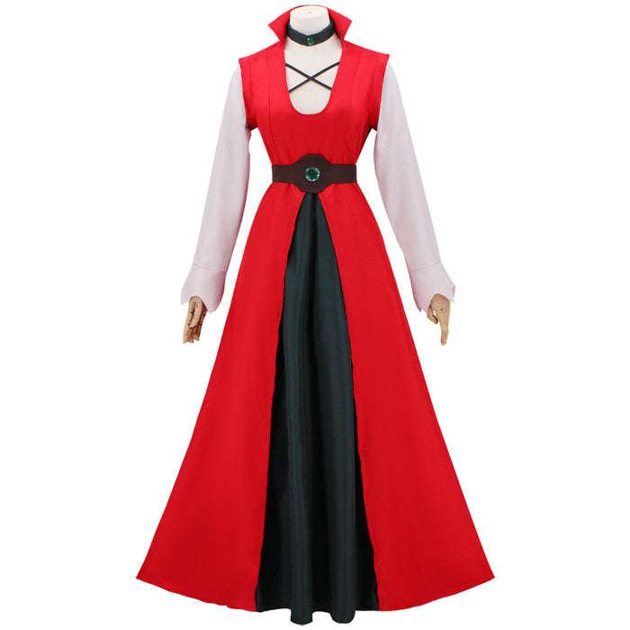 Anime Disenchantment Bean Queen Red Hegemonic Dress with Crown Stage Performance Clothing