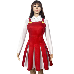 Eri Cosplay Costume Red Shirt Dress Cute Campus Uniform Halloween Party Attire