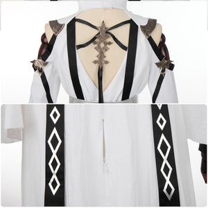 FF14 Asphodelos Chiton of Healing Cosplay Costume Final Fantasy 14 White Combat Uniform